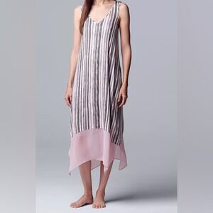 NWT Women’s Simply Vera Vera Wang Pink Gray Stripe Sleepwear chemise Size XL